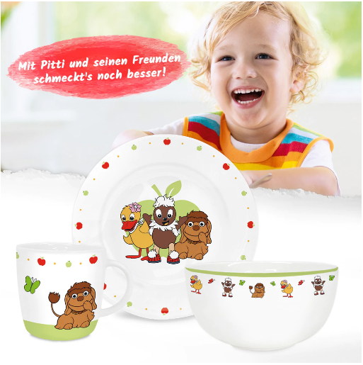 Pittiplatsch - Kindergeschirrset aus Porzellan (3-teilig)