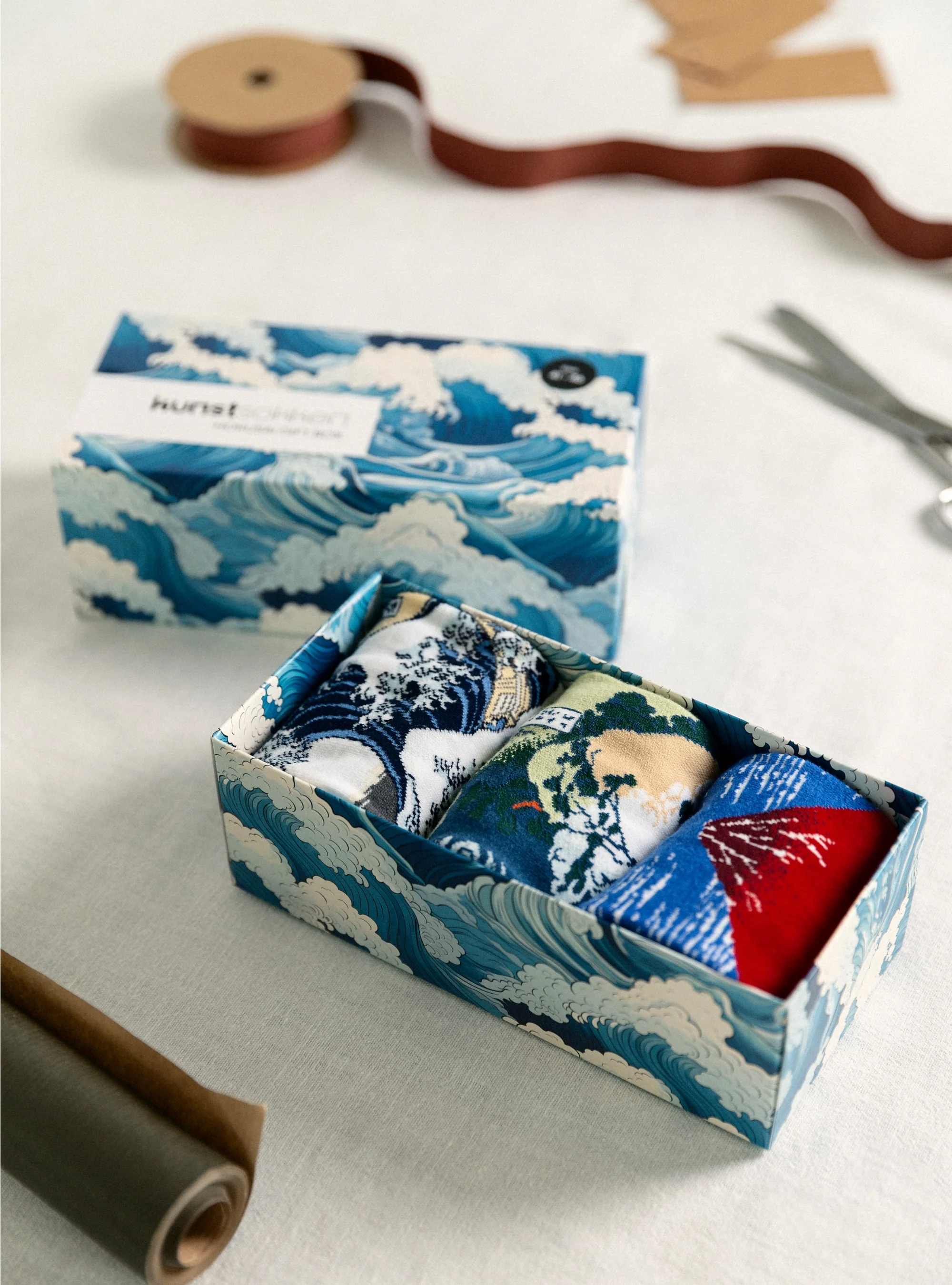 Bio-Kunstsocken - 3er Geschenkbox Hokusai Gr.: 36-40