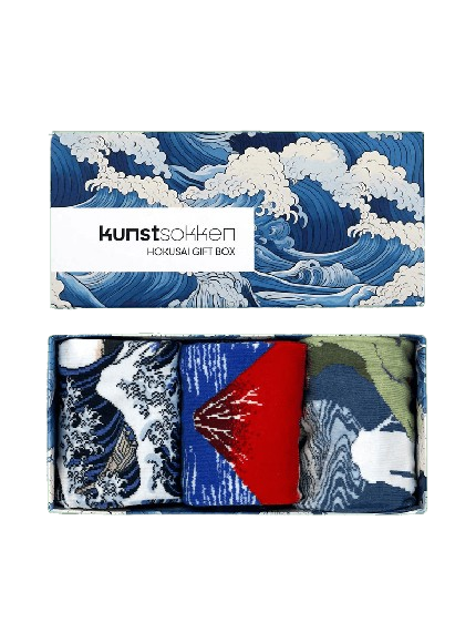 Bio-Kunstsocken - 3er Geschenkbox Hokusai