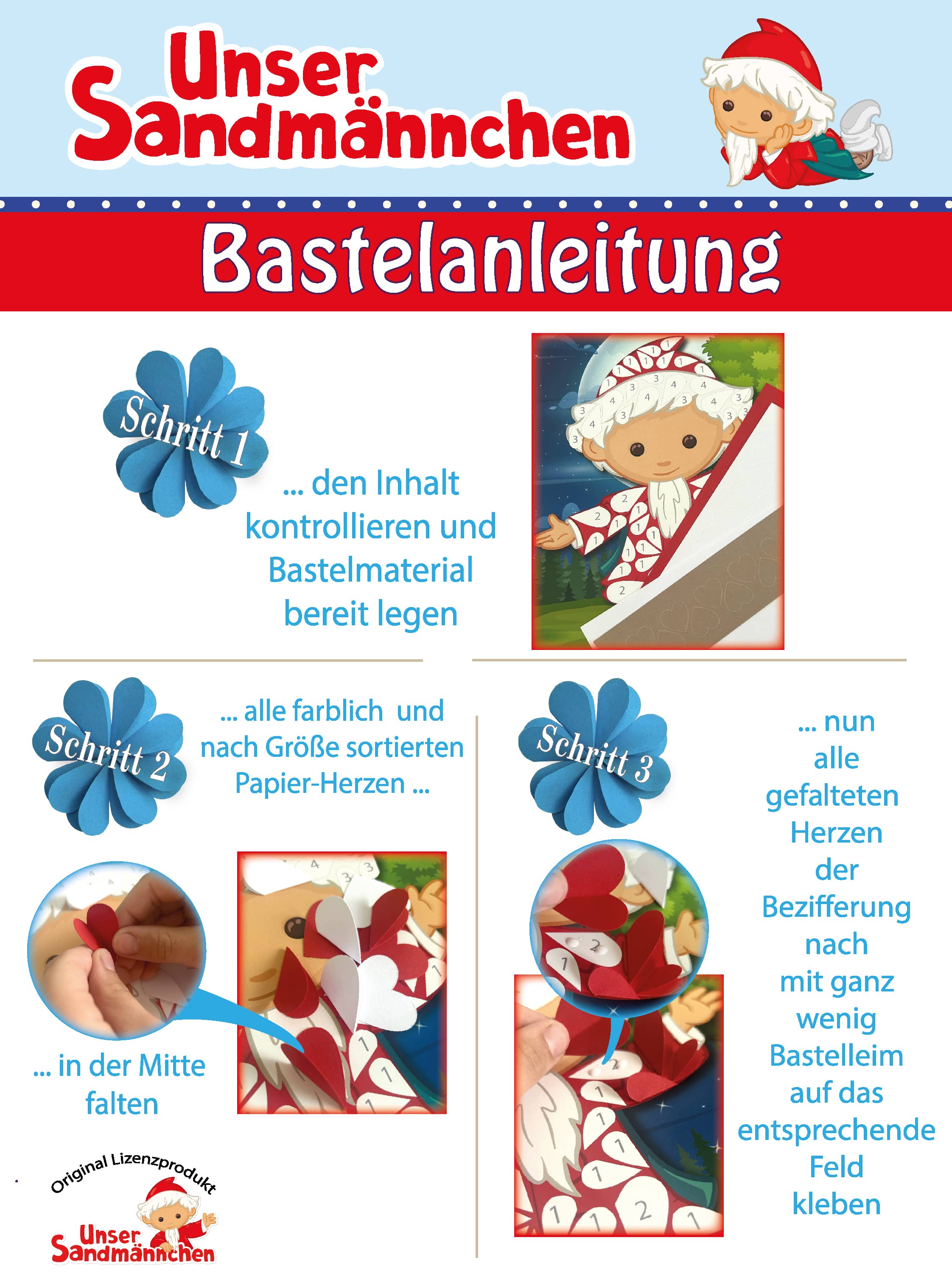 Unser Sandmännchen - Bastelset nach Zahlen - ab 4 Jahren