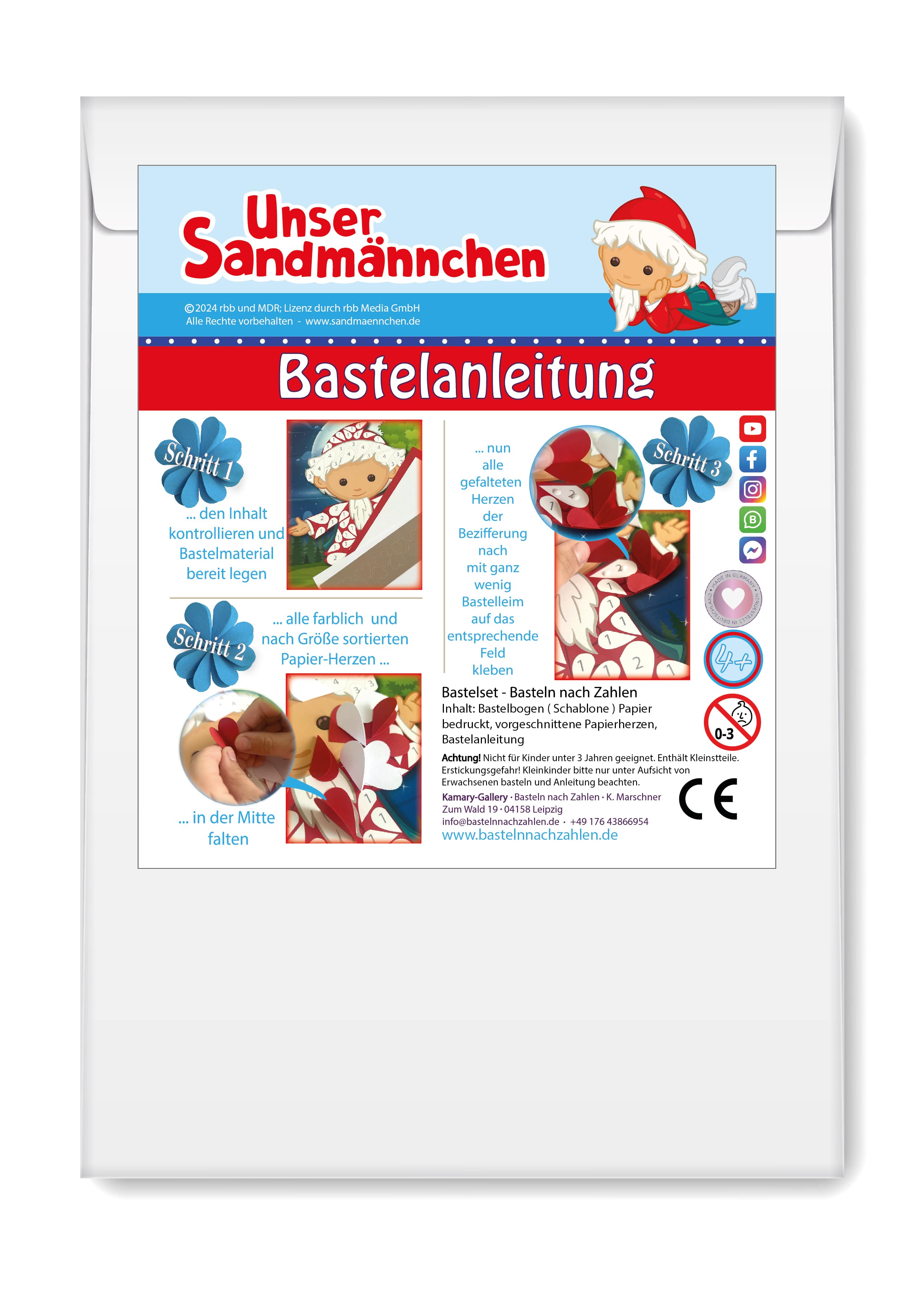 Unser Sandmännchen - Bastelset nach Zahlen - ab 4 Jahren